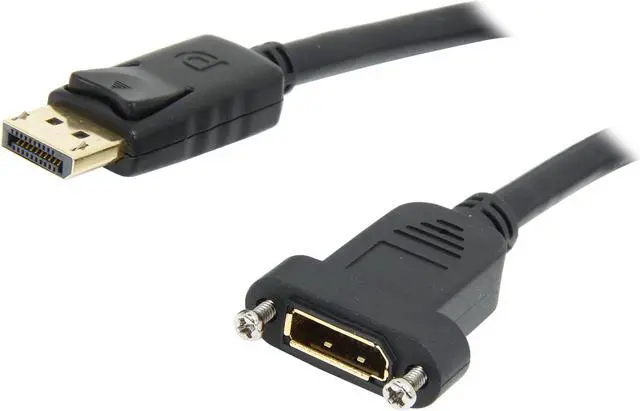 Main image of StarTech.com DPPNLFM3 3 ft. Black DisplayPort Male to DisplayPort Female DisplayPort Panel Mount Cable - F/M Male to Female