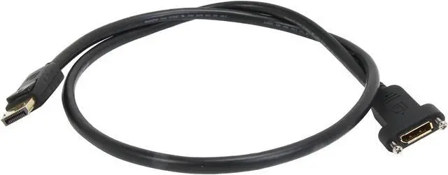 Alt view image 2 of 3 - StarTech.com DPPNLFM3 3 ft. Black DisplayPort Male to DisplayPort Female DisplayPort Panel Mount Cable - F/M Male to Female