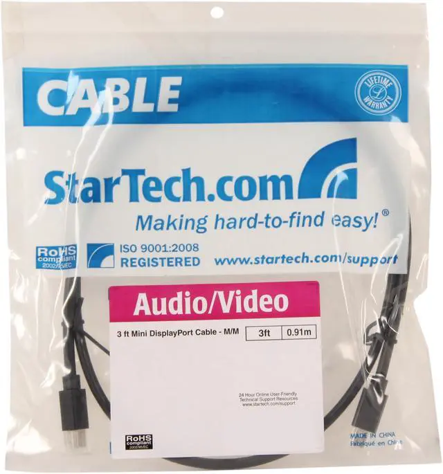 Alt view image 3 of 3 - StarTech.com Model MDISPLPORT3 Mini DisplayPort Cable - Male to Male Male to Male
