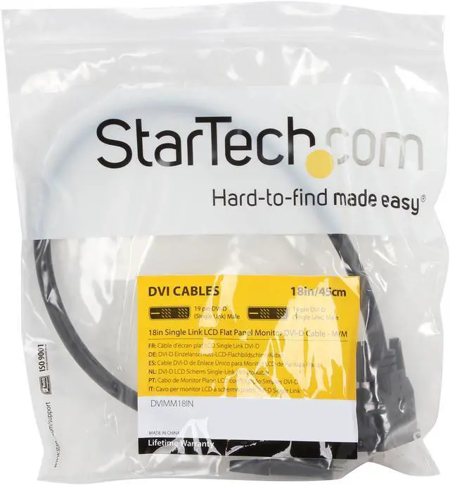 Alt view image 3 of 3 - StarTech.com 18in Single Link Monitor DVI-D Cable DVIMM18IN
