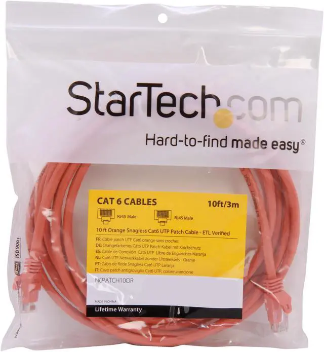 Alt view image 3 of 3 - StarTech.com N6PATCH10OR 10 ft. Cat 6 Orange Network Cable