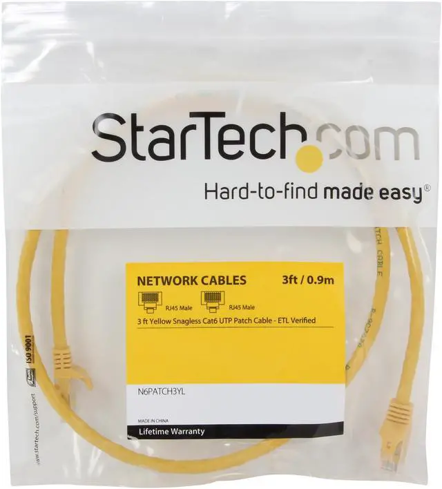 Alt view image 3 of 3 - StarTech.com N6PATCH3YL 3 ft. Cat 6 Yellow Network Cable
