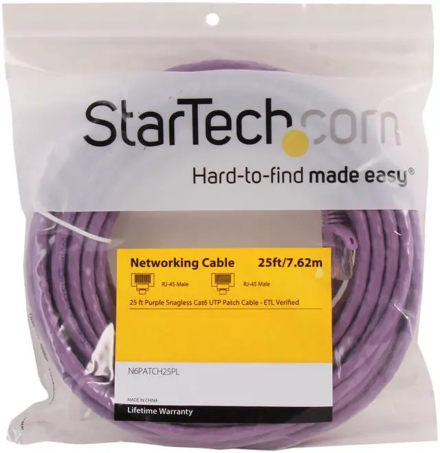 Alt view image 3 of 3 - StarTech.com N6PATCH25PL 25 ft. Cat 6 Purple Snagless Cat6 UTP Patch Cable - ETL Verified