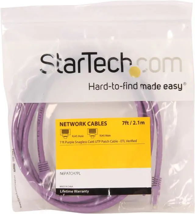 Alt view image 3 of 3 - StarTech.com N6PATCH7PL 7 ft. Cat 6 Purple Snagless Cat6 UTP Patch Cable - ETL Verified