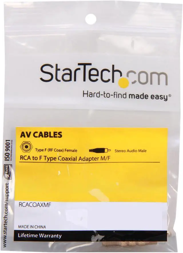Alt view image 4 of 4 - StarTech.com RCACOAXMF No RCA to F Type Coaxial Adapter M/F