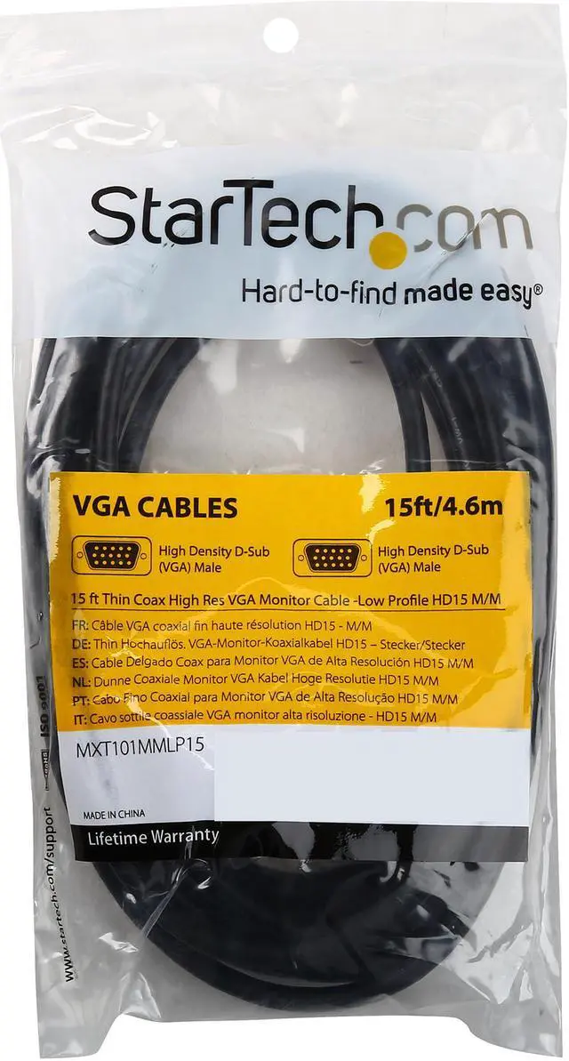 Alt view image 3 of 3 - StarTech.com MXT101MMLP15 15 ft. Thin Coax High Res VGA Monitor Cable -Low Profile HD15 M/M