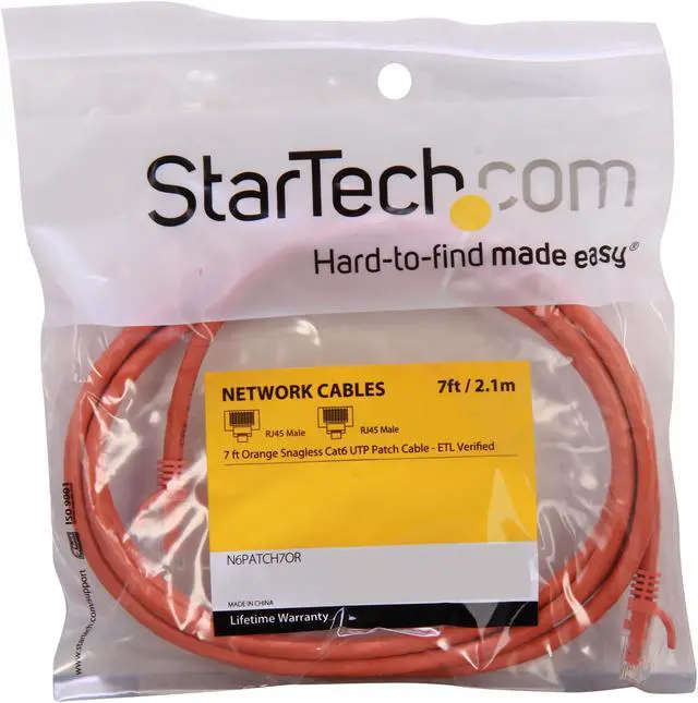 Alt view image 3 of 3 - StarTech.com N6PATCH7OR 7 ft. Cat 6 Orange Snagless Cat6 UTP Patch Cable