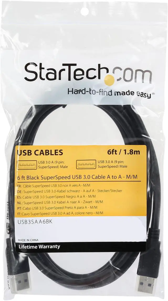 Alt view image 3 of 3 - StarTech.com USB3SAA6BK Black Black SuperSpeed USB 3.0 Cable A to A - M/M