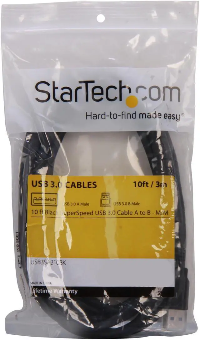 Alt view image 3 of 3 - StarTech.com USB3SAB10BK Black Black SuperSpeed USB 3.0 Cable A to B - M/M