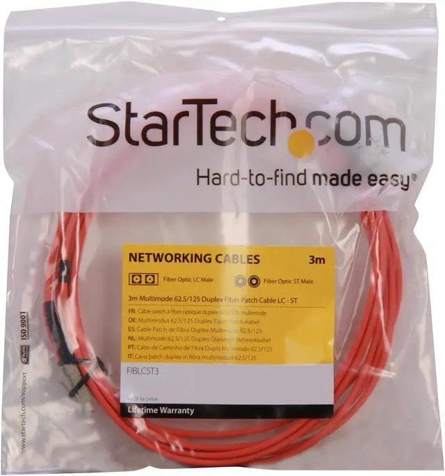 Alt view image 3 of 3 - StarTech.com FIBLCST3 9.8 ft. Multimode 62.5/125 Duplex Fiber Patch Cable LC-ST