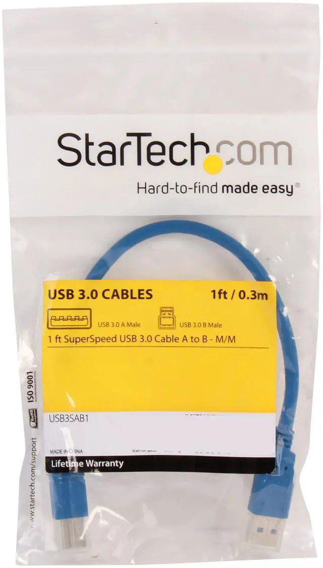 Alt view image 3 of 3 - StarTech.com USB3SAB1 Blue SuperSpeed USB 3.0 Cable A to B - M/M