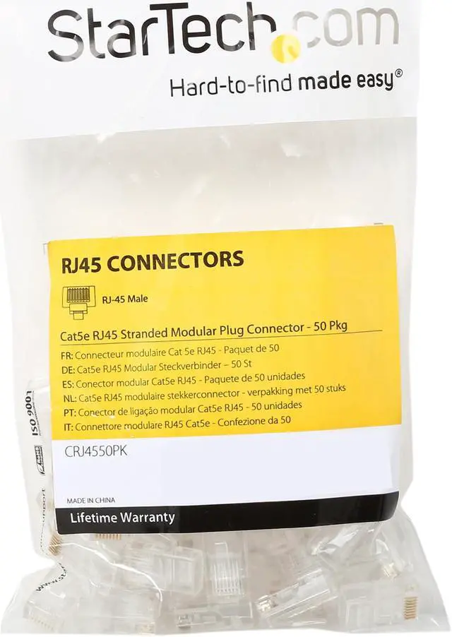 Alt view image 2 of 2 - StarTech.com CRJ4550PK 50 Pkg - Cat5e RJ45 Stranded Modular Plug Connector