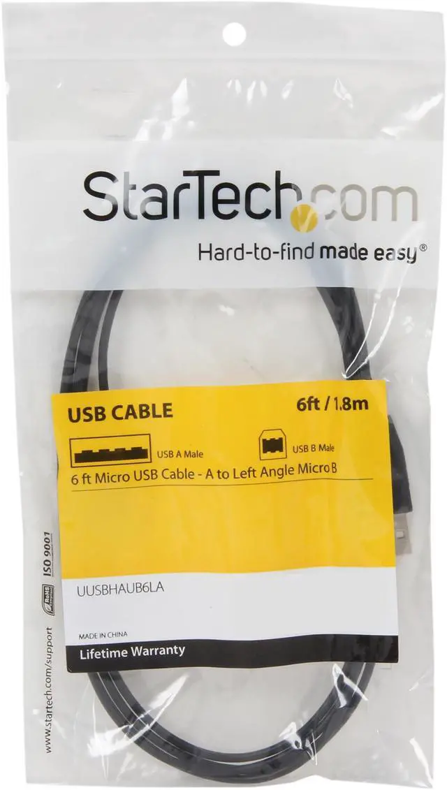 Alt view image 3 of 3 - StarTech.com UUSBHAUB6LA Black USB A to Left Angle Micro USB B Cable