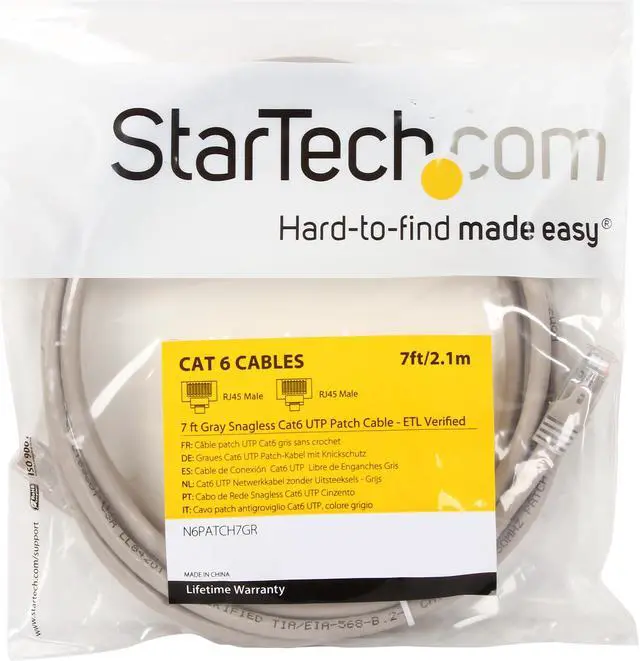 Alt view image 3 of 3 - StarTech.com N6PATCH7GR 7 ft. Cat 6 Gray Snagless UTP Patch Cable