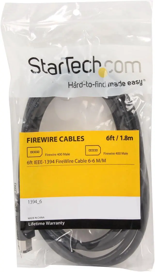 Alt view image 3 of 3 - StarTech.com 1394_6 6 ft IEEE-1394 FireWire Cable 6-6 M/M Male to Male