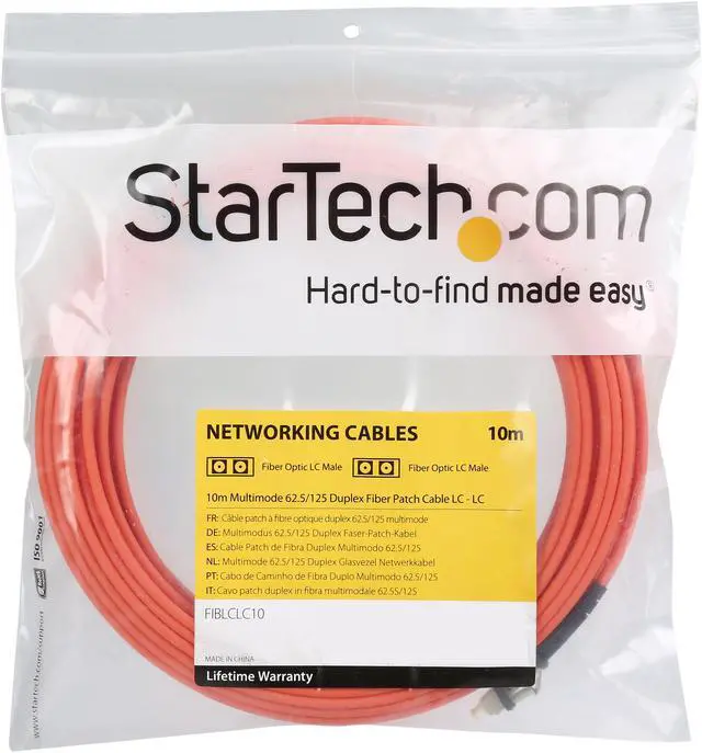 Alt view image 3 of 3 - StarTech.com FIBLCLC10 32 ft 10m Multimode 62.5/125 Duplex Fiber Patch Cable LC/LC Male to Male