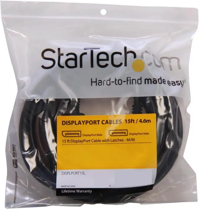 Alt view image 3 of 3 - StarTech.com DISPLPORT15L DisplayPort Cable - 15 ft. - with Latches - 4K DisplayPort to DisplayPort Cable - DP Cable - DisplayPort 1.2 Cable