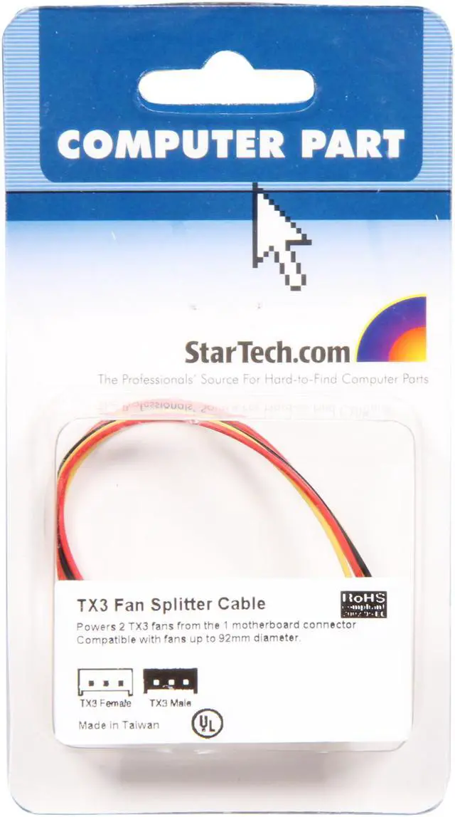 Alt view image 3 of 3 - StarTech.com TX3SPLITTER 6.1 in. TX3 Fan Power Splitter Cable Female to Male
