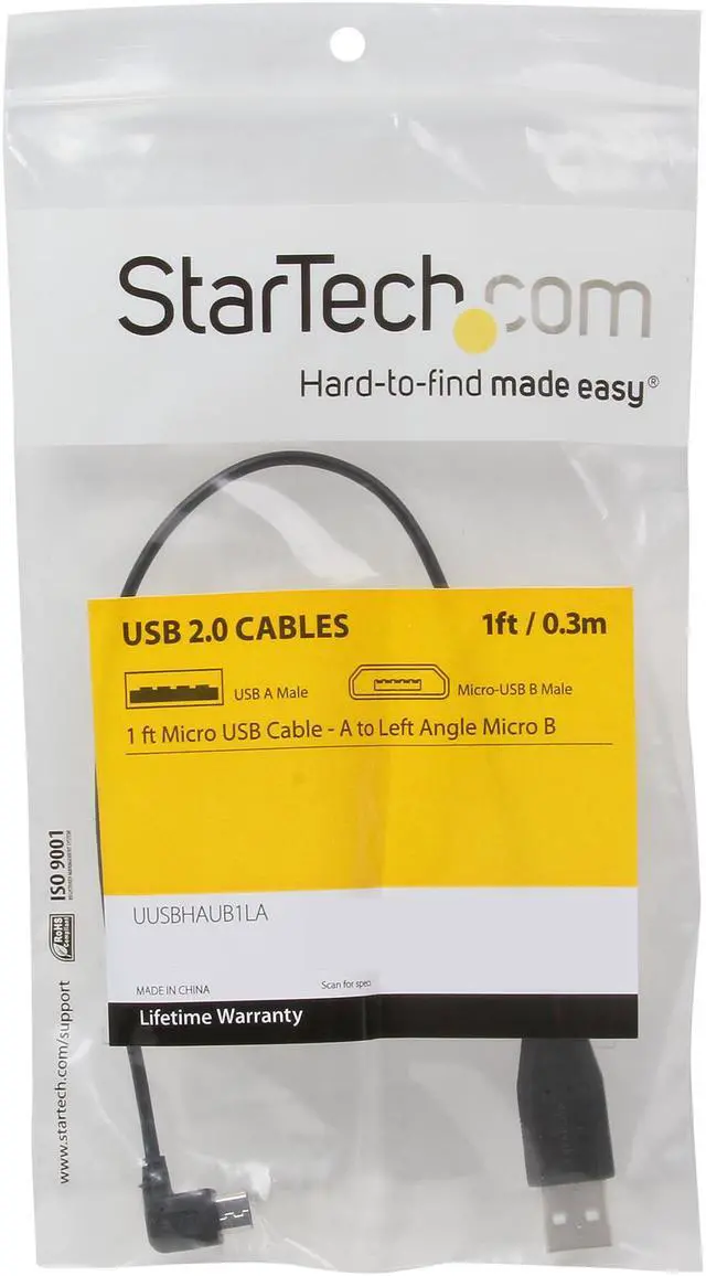 Alt view image 3 of 3 - StarTech.com UUSBHAUB1LA Black USB to Left Angle MicroUSB Cable