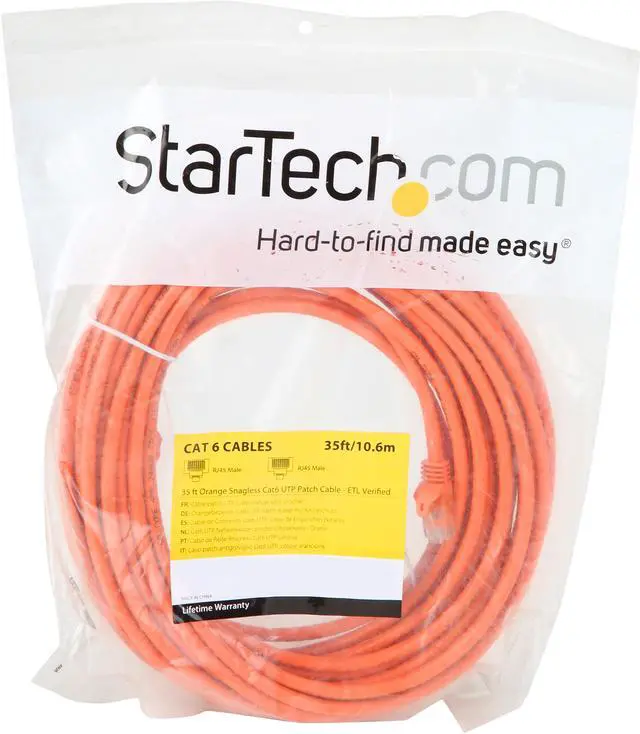 Alt view image 3 of 3 - StarTech.com N6PATCH35OR 35 ft. Cat 6 Orange Snagless UTP Patch Cable - ETL Verified