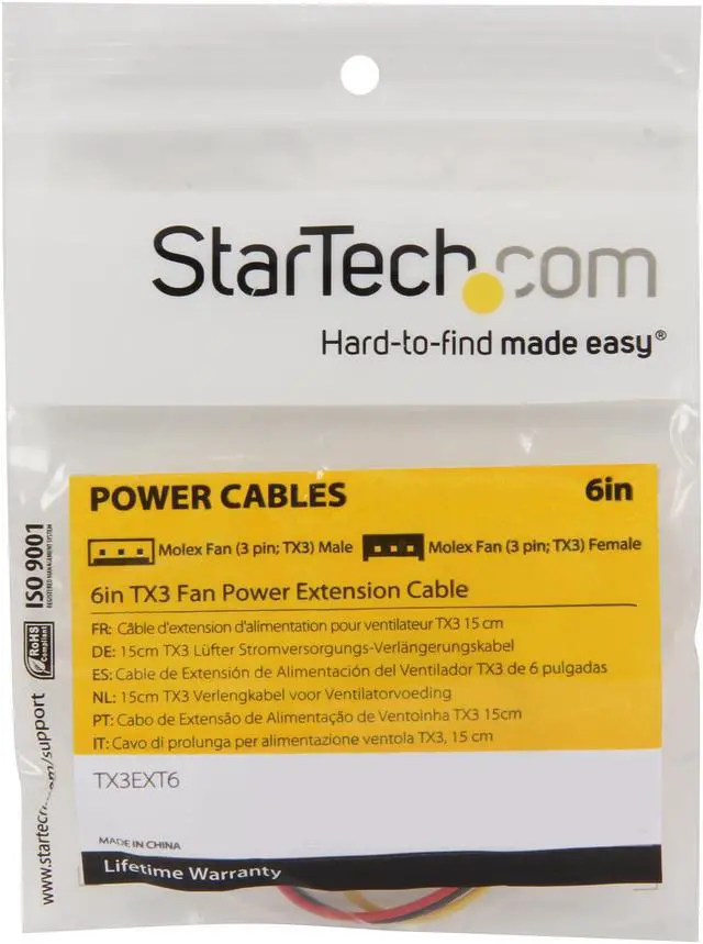 Alt view image 3 of 3 - StarTech.com TX3EXT6 6.1 in. TX3 Fan Power Extension Cable