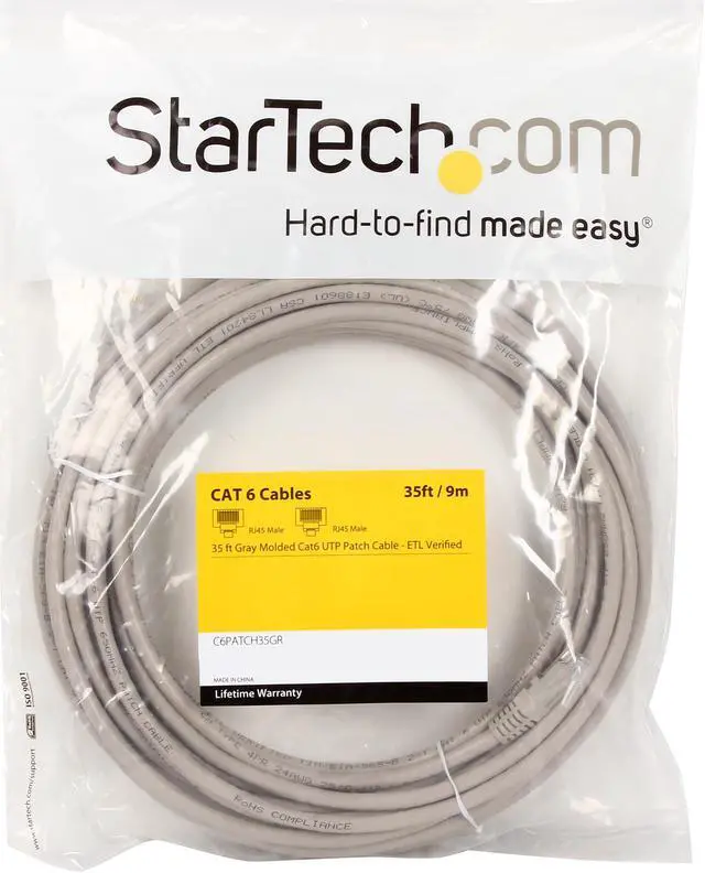 Alt view image 3 of 3 - StarTech.com C6PATCH35GR 35 ft. Cat 6 Gray Molded UTP Patch Cable - ETL Verified