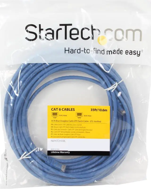 Alt view image 3 of 3 - StarTech N6PATCH35BL 35 ft.  Blue  Snagless Cat6 UTP Patch Cable - ETL Verified