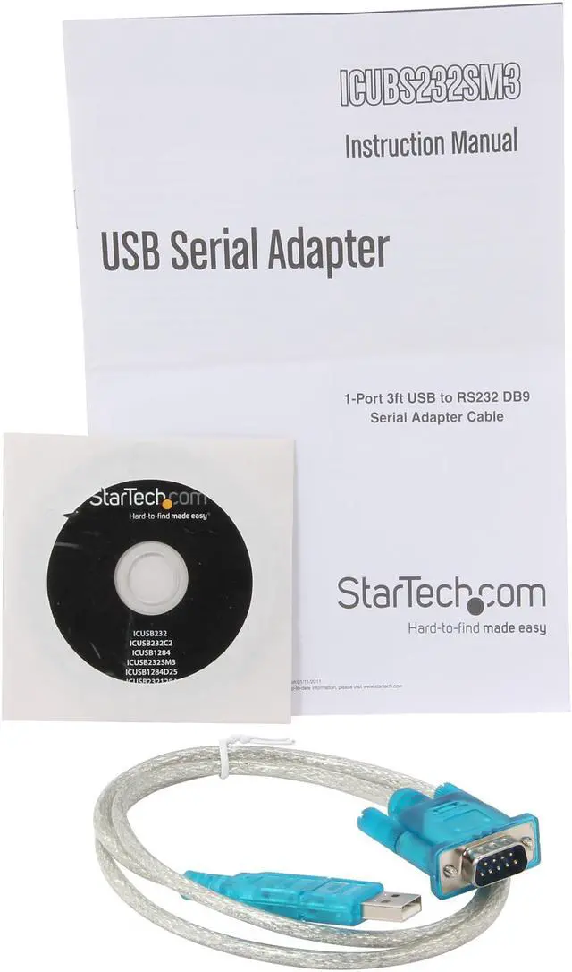 Alt view image 3 of 4 - StarTech.com ICUSB232SM3 USB to Serial Adapter - Prolific PL-2303 - 3 ft / 1m - DB9 (9-pin) - USB to RS232 Adapter Cable - USB Serial