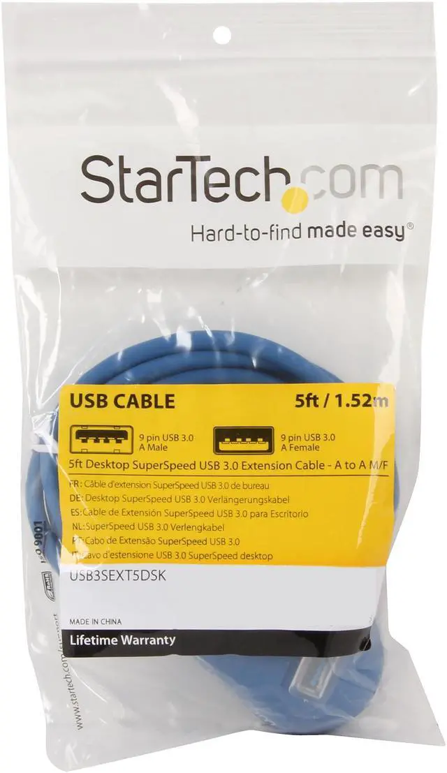 Alt view image 3 of 3 - StarTech.com USB3SEXT5DSK Blue Desktop SuperSpeed USB 3.0 Extension Cable - A to A M/F