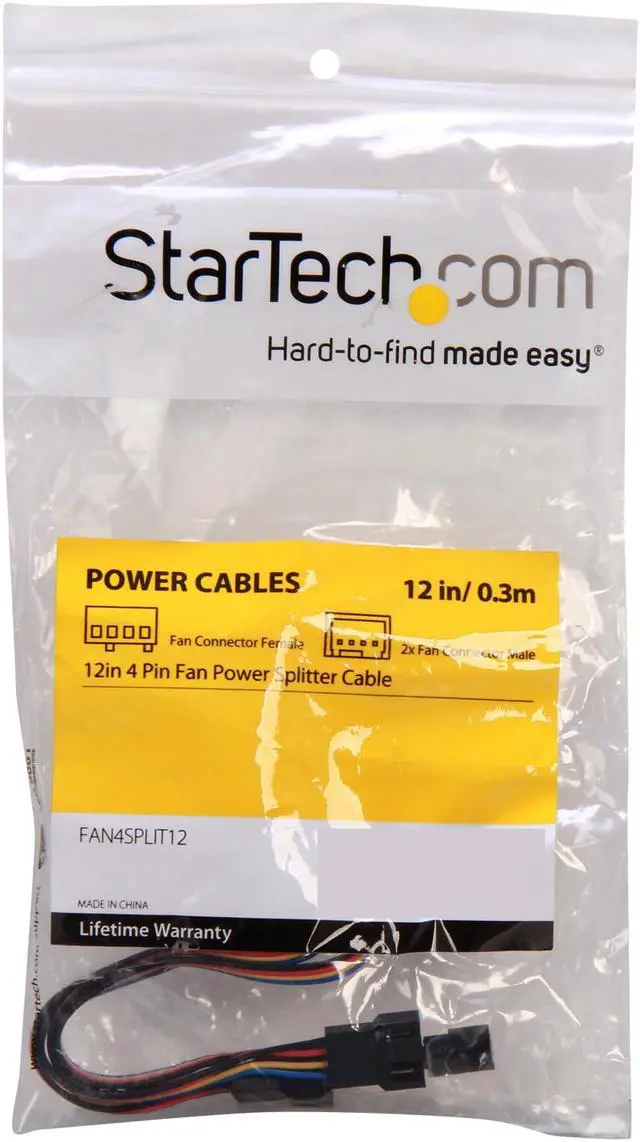 Alt view image 3 of 3 - StarTech.com FAN4SPLIT12 1 ft. 4 Pin Fan Power Splitter Cable - F/M Female to Male