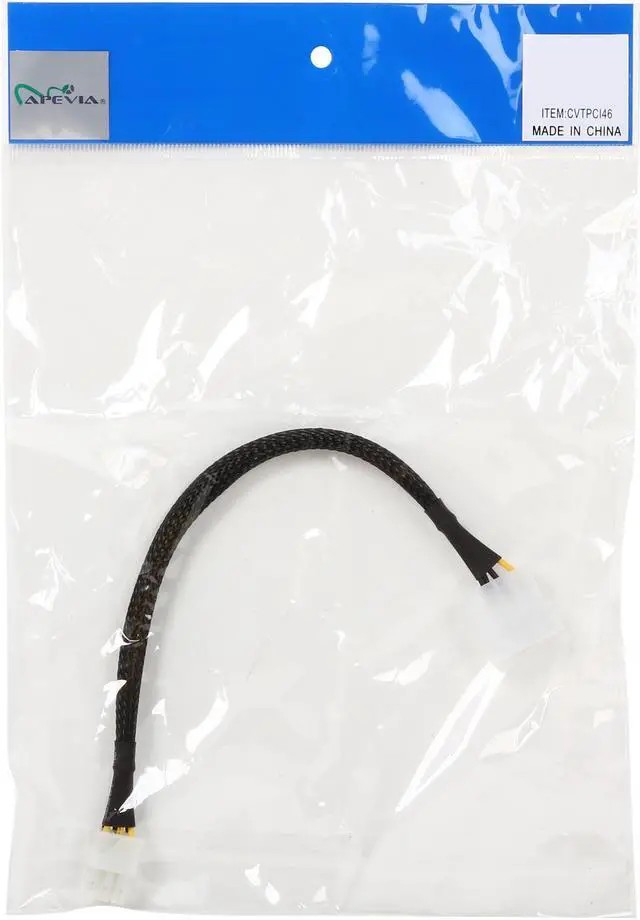 Alt view image 3 of 3 - APEVIA CVTPCI46 8 in. 1x 4PIN TO 1x PCI EXPRESS Cable