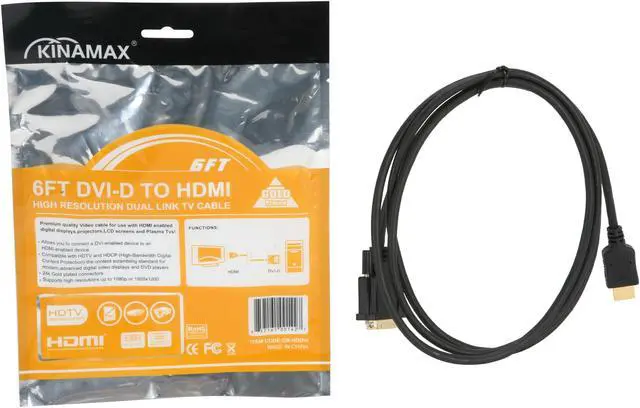 Alt view image 3 of 3 - SABRENT CB-HDDVI 6 ft. Black HDMI to DVI-D, Male-Male Gold Plated Cable