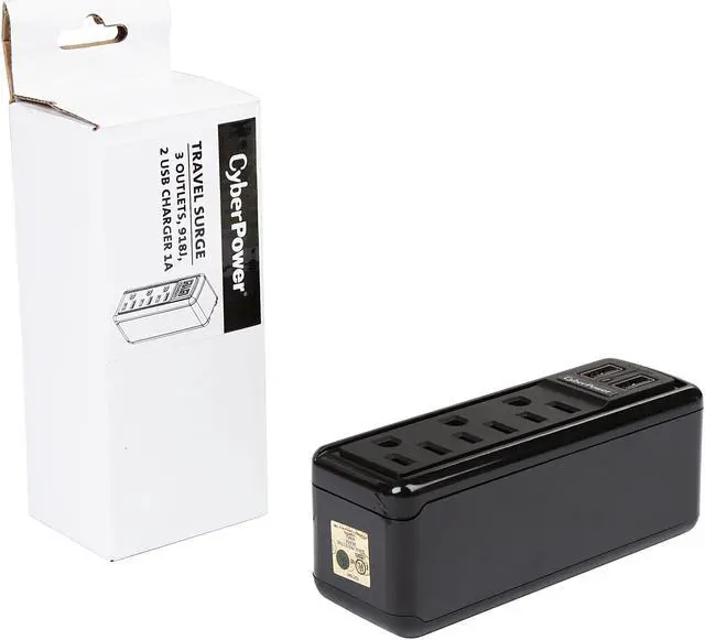 Alt view image 6 of 6 - CyberPower 3 Outlets 2 USB Charging Ports Travel Surge Protector (TRVL918)