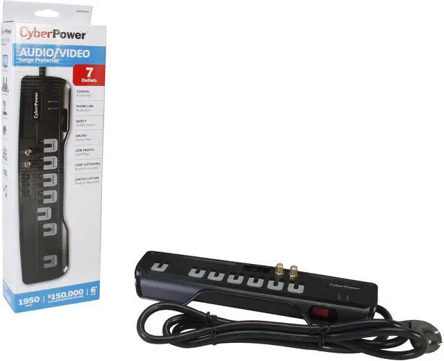 Alt view image 5 of 5 - CyberPower CSHT706TC 6 Feet, 7 Outlets. 1950 Joules Surge Suppressor