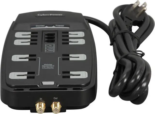 Alt view image 2 of 6 - CyberPower CSHT808TC 8 Feet, 8 Outlets, 2850 Joules Surge Suppressor