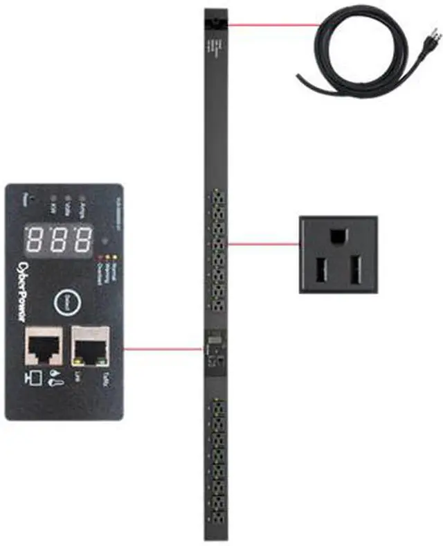 Alt view image 2 of 2 - CyberPower PDU15SWV16FNET Switched 0U 100V - 120V 15A 10 ft Power Distribution Unit
