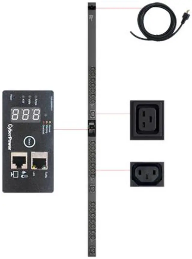 Alt view image 2 of 2 - CyberPower PDU20SWVHVT24FNET Switched 0U 200V - 240V 20A 10 ft Power Distribution Unit