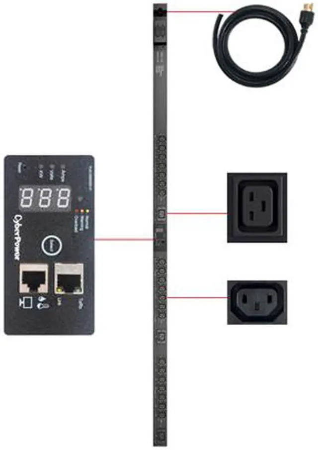 Alt view image 2 of 2 - CyberPower PDU30SWVHVT24FNET Switched 0U 200V - 240V 30A 10 ft Power Distribution Unit