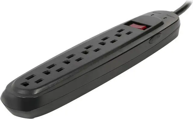 Main image of 4 Feet 6 Outlets 900 Joules Surge Protector (DX-AVS6BK), manufactured and warranted by CyberPower
