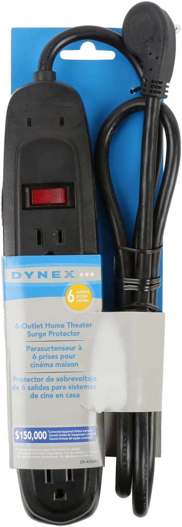 Alt view image 6 of 6 - 4 Feet 6 Outlets 900 Joules Surge Protector (DX-AVS6BK), manufactured and warranted by CyberPower
