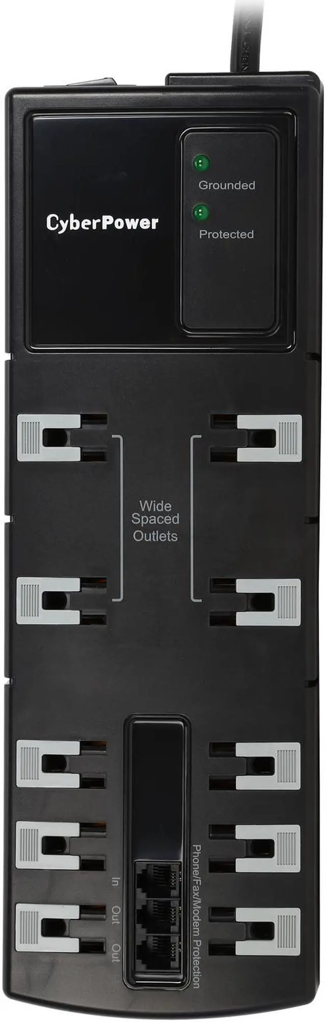 Alt view image 2 of 7 - CyberPower B1006T 6 Feet 10 Outlets 2850 Joules Essential Surge Protector
