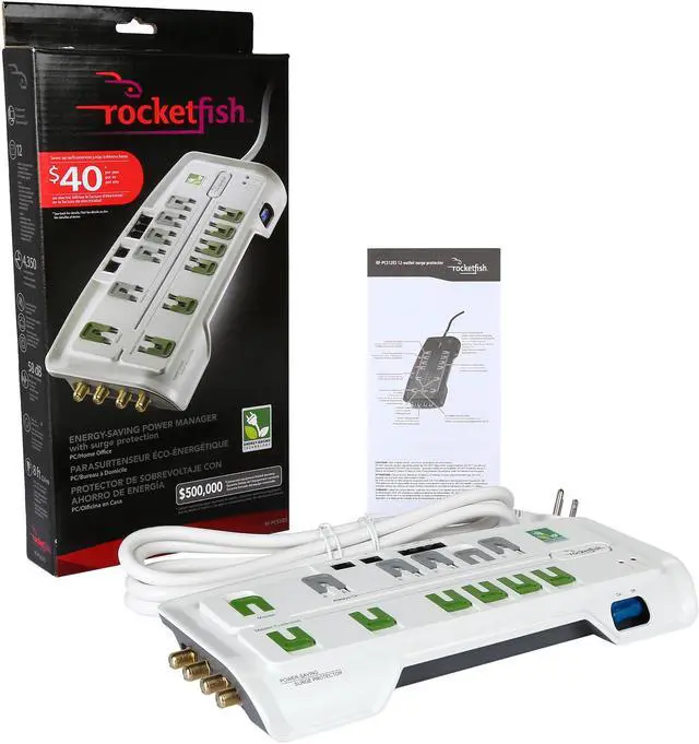 Alt view image 7 of 7 - 8 Feet 12 Outlets 4350 Joules Home Office Surge Protector (RF-PCS12ES), manufactured and warranted by CyberPower