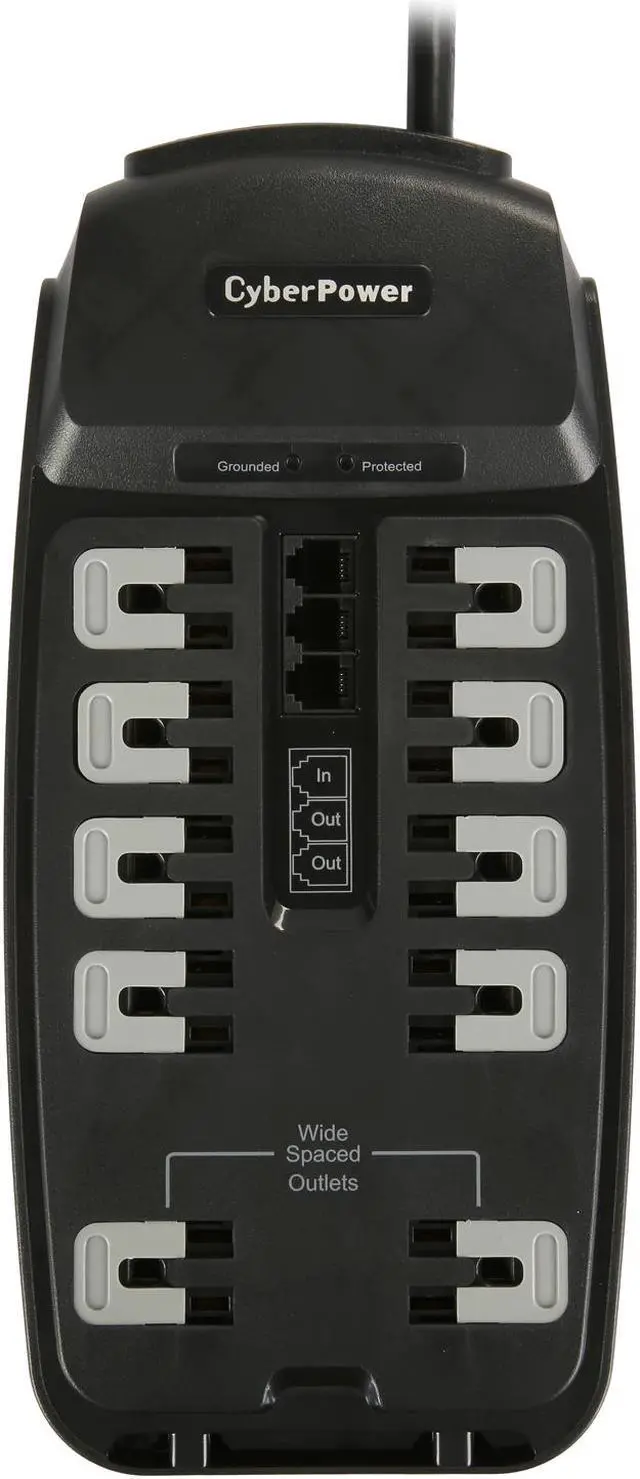 Alt view image 2 of 7 - CyberPower 10 Outlets 2850 Joules 8 Feet Cord Surge Protector P1008T