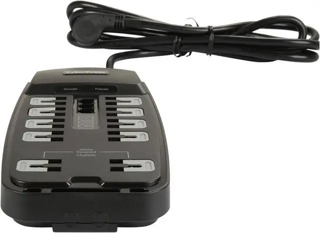 Alt view image 3 of 7 - CyberPower 10 Outlets 2850 Joules 8 Feet Cord Surge Protector P1008T