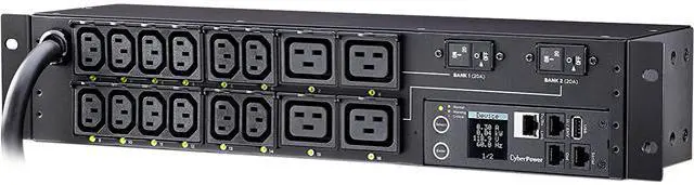 Alt view image 3 of 7 - CyberPower PDU81008 Switched, Metered 2U 30A 12 ft Power Distribution Unit