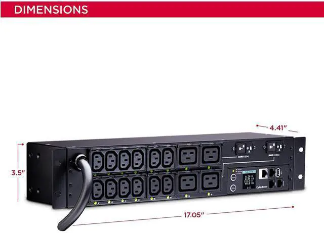Alt view image 5 of 7 - CyberPower PDU81008 Switched, Metered 2U 30A 12 ft Power Distribution Unit