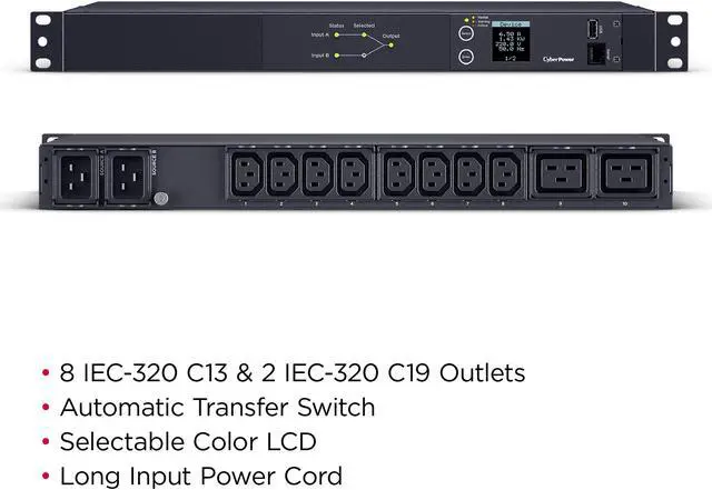 Alt view image 6 of 6 - CyberPower PDU24006 Metered 1U Rackmount Power Distribution Units