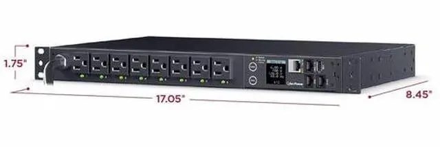 Alt view image 3 of 5 - CyberPower PDU41021 Monitored 1U 100 - 120 VAC 15A 12 ft (3.7 m) Power Distribution Unit