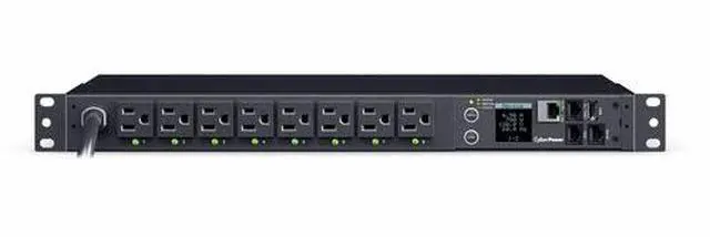 Alt view image 5 of 5 - CyberPower PDU41021 Monitored 1U 100 - 120 VAC 15A 12 ft (3.7 m) Power Distribution Unit