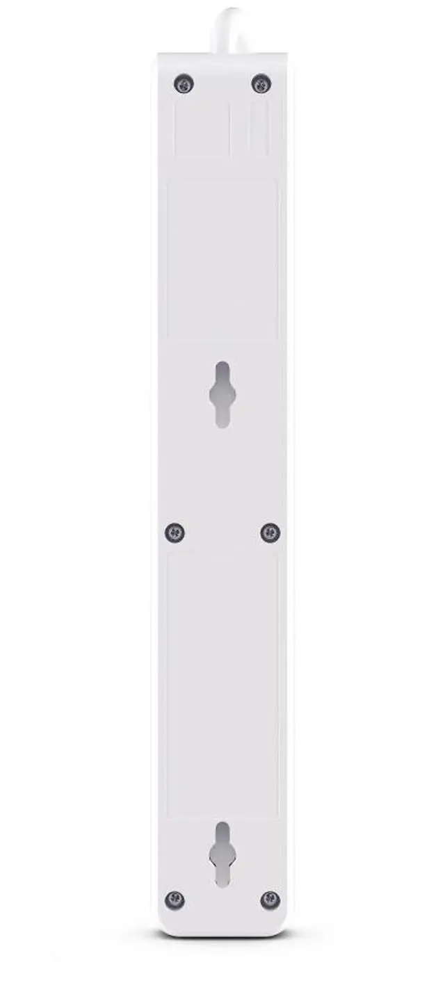 Alt view image 4 of 10 - CyberPower CSB706W Essential 7 - Outlet Surge Protector with 1800 J Surge Suppression, Clamping Voltage 800V, 6 ft Cord, NEMA 5-15P, Straight, 15 Amp, EMI/RFI Filtration, White, RG6 Coaxial Protection